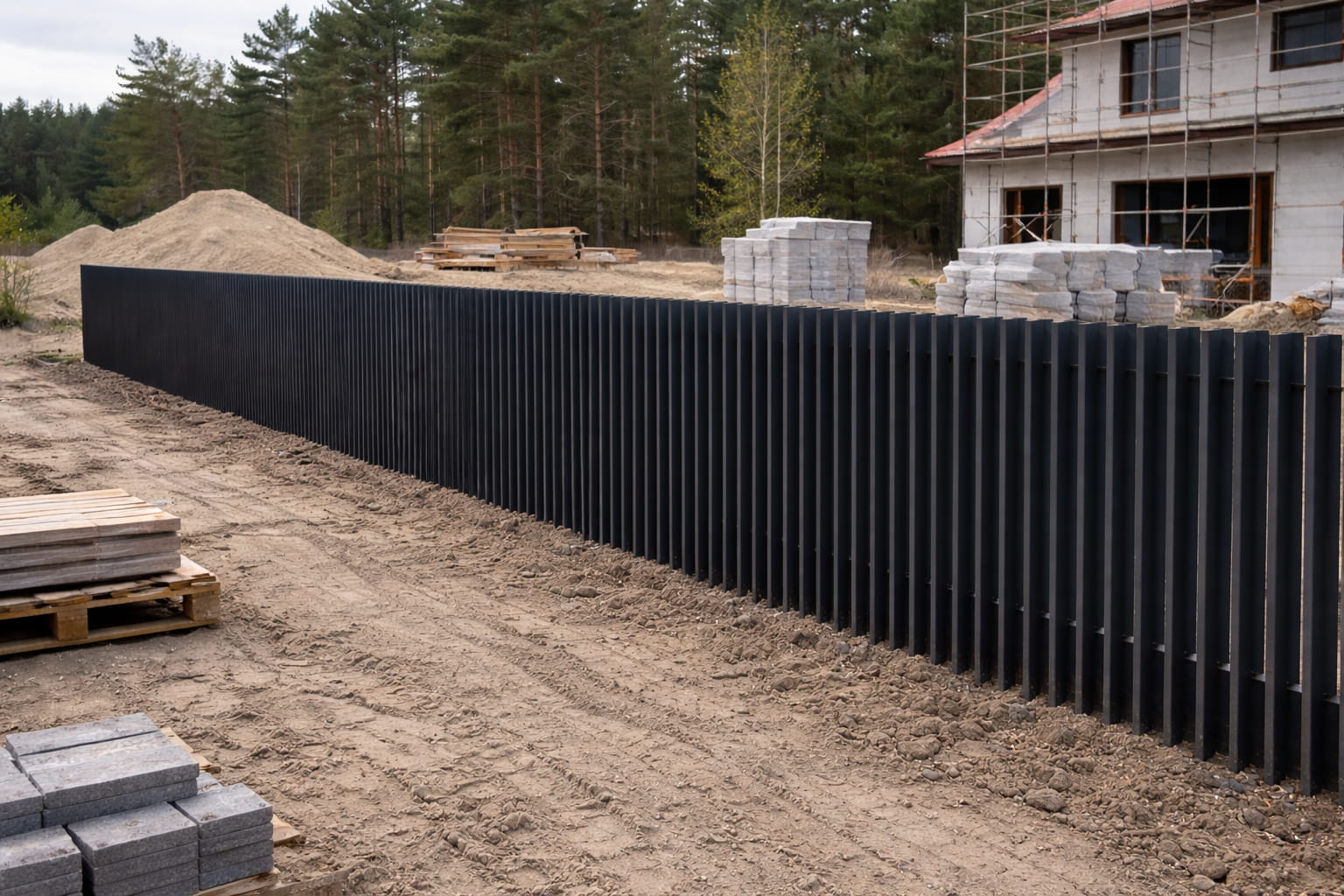 Pionowe stalowe ogrodzenie grzebieniowe