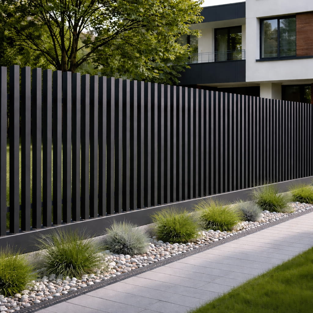 Pionowe ogrodzenie grzebieniowe aluminiowe